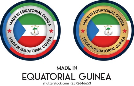 Made in Equatorial Guinea. Premium labels, stickers, pointer, badge and symbol of Equatorial Guinea flag icon. Collection vector illustration