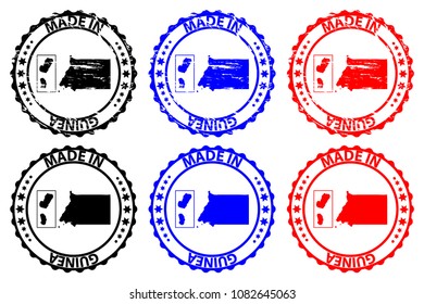 Made in Equatorial Guinea - rubber stamp - vector, Equatorial Guinea map pattern - black, blue and red