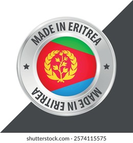 Made in Eritrea badge logo flag sticker 3d vector illustration isolated on white