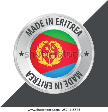 Made in Eritrea badge logo flag sticker 3d vector illustration isolated on white