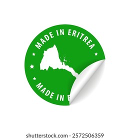 Made in Eritrea - Country Map Sticker. Best Quality. Original Product. Vector illustration.