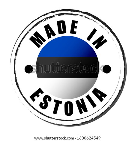 Made in Estonia coloring the flag. Symbol. Seal.