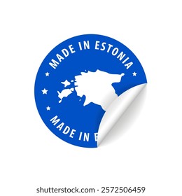 Made in Estonia - Country Map Sticker. Best Quality. Original Product. Vector illustration.