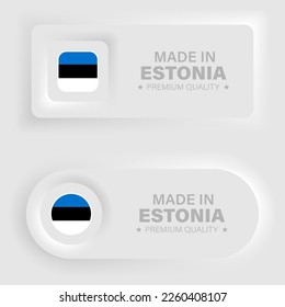 Made in Estonia neumorphic graphic and label. Element of impact for the use you want to make of it.