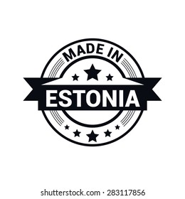 Made in Estonia - Round black rubber stamp design isolated on white background. vector illustration vintage texture. Vector illustration