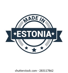 Made in Estonia - Round blue rubber stamp design isolated on white background. vector illustration vintage texture. Vector illustration