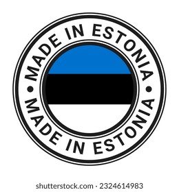 Made In Estonia round stamp sticker with Estonian Flag vector illustration