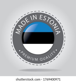 Made in ESTONIA Seal, ESTONIAN National Flag (Vector Art)
