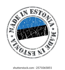 Made in Estonia stamp scratched flag badge logo vector illustration