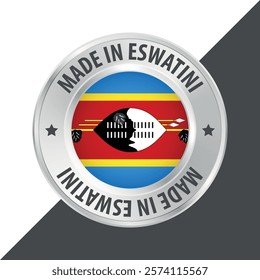 Made in Eswatini swaziland badge logo flag sticker 3d vector illustration isolated on white