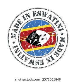 Made in Eswatini swaziland stamp scratched flag badge logo vector illustration