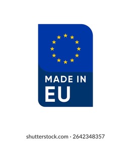 Made in EU, Europe union Flag Label Banner icon design