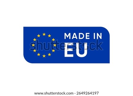 Made in EU, Europe union Flag Label Banner icon design	
