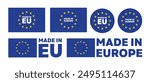 Made in Eu or Made in europe vector icon set. european union made product stamp. 