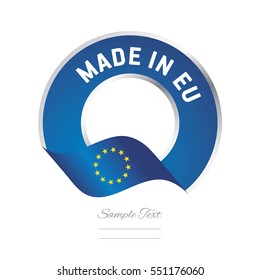 Made in EU flag blue color label button banner