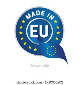 Made in EU-Flaggenband Qualitätszeichen Logo blauer Farbmarken Button-Banner