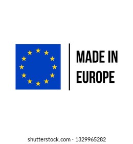 Made in EU high quality product certificate label. Vector made in European Union stars flag