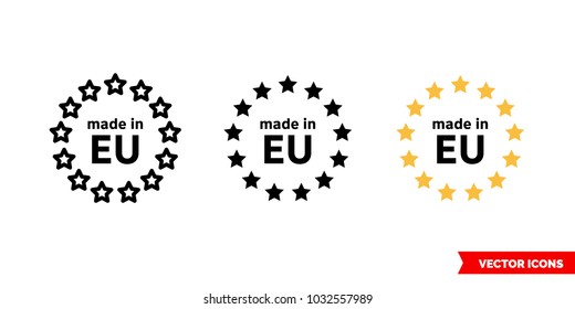 Made in EU icon of 3 types: color, black and white, outline. Isolated vector sign symbol.