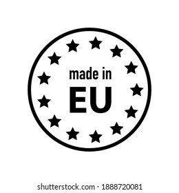 Made in EU icon of 3 types: color, black and white, outline. Isolated vector sign symbol.