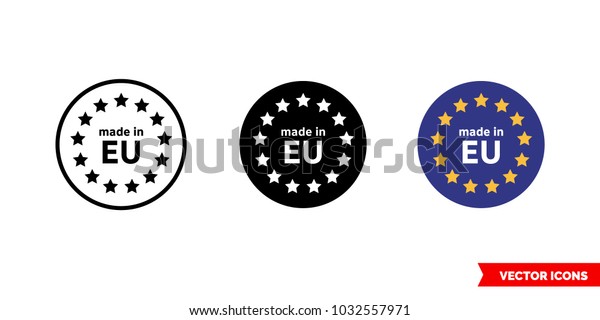 Made in EU icon of 3 types: color,\
black and white, outline. Isolated vector sign\
symbol.
