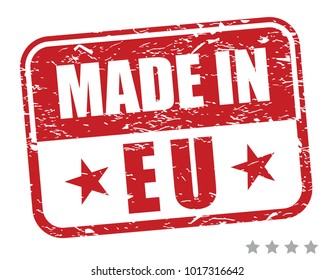 made in eu rubber stamp in red color