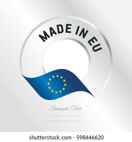 Made in EU transparent logo icon silver background