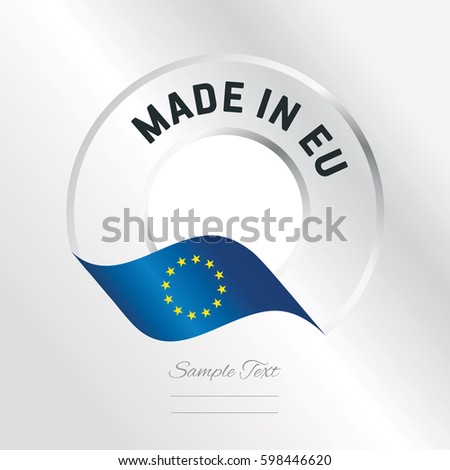 Made in EU transparent logo icon silver background