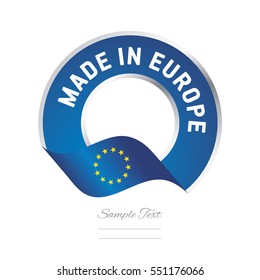 Made in Europe flag blue color label button banner