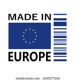 made in Europe icon with bar code
