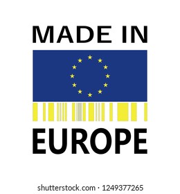 made in Europe icon with bar code