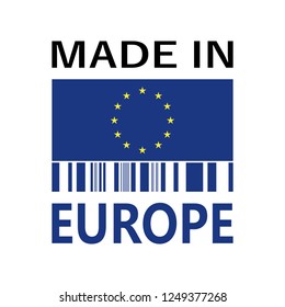 made in Europe icon with bar code