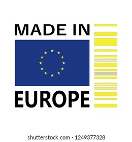 made in Europe icon with bar code