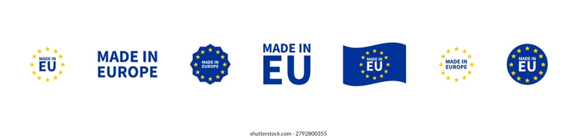 Made in Europe label collection. Made in EU. Vector illustration. EPS 10.