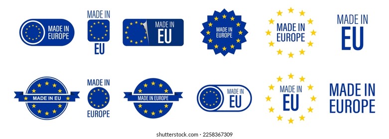 Made In Europe Label. European Quality Sticker Icon. Vector Illustration