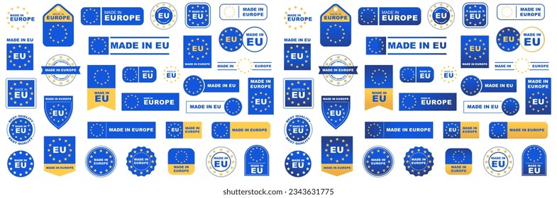 Made in Europe label set. Baner made in EU.