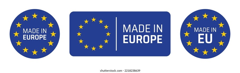 Made in Europe labels set. European product symbol isolated on white background.