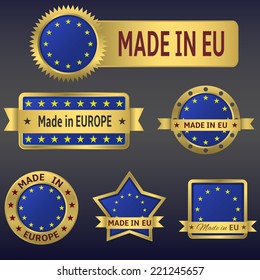made in Europe labels and stickers. Vector illustration.