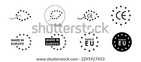 Made in Europe logo pack. Vector stock graphic illustration set isolated on white background for packaging design, print label or tag. EPS10 Zdjęcia stock © 