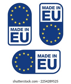 Hecho en Europa - pictograma para productos fabricados en países de la Unión Europea - 3 variaciones diferentes