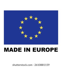 Made in Europe set flat icon for banner design.Information label