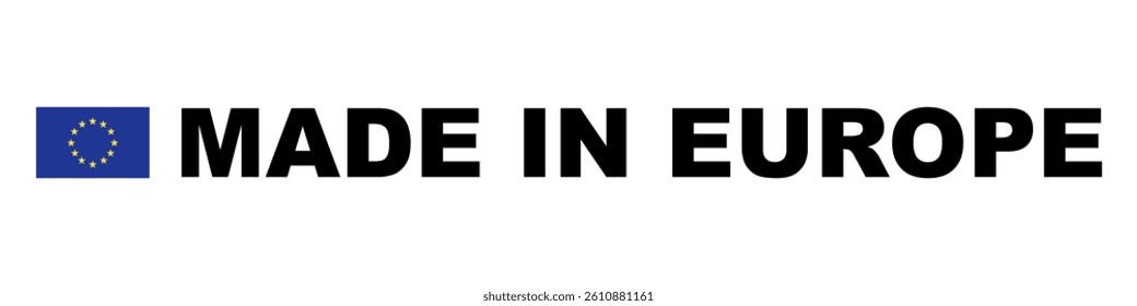 Made in Europe set flat icon for banner design.Information label