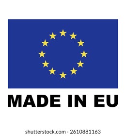 Made in Europe set flat icon for banner design.Information label