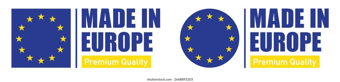 Made in europe set icon, vector illustration