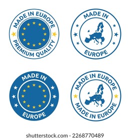 made in Europe stamp set, European Union product label