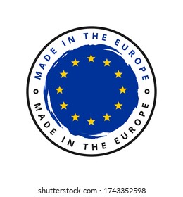 Fabricado en la etiqueta vectorial de europa