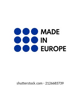 made in europe, vector logo with european union flag