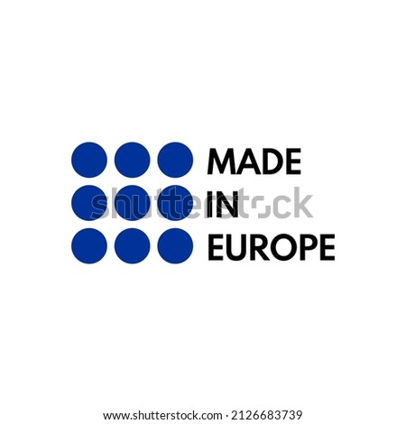 made in europe, vector logo with european union flag