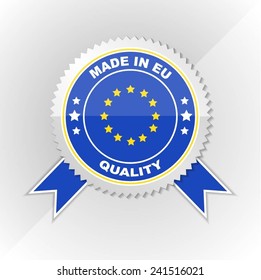Made in European Union, Flag, Seal, Ribbon, Vector Art