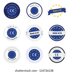 Made in European Union labels, badges and stickers