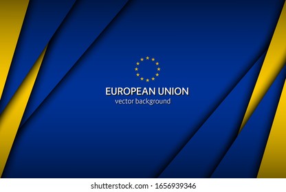 Made in European Union, modern vector background with European Union colors, overlayed sheets of paper in European Union colors, abstract widescreen background